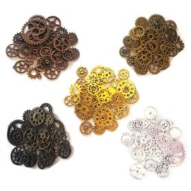 Awtlife 300 Gram Assorted Vintage Antique Steampunk Gears Charms Montre Roue dentée Set 5 Couleur