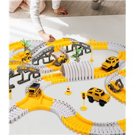 305 Pièces Flexible Circuit Voiture Electrique Petite Voiture Enfant Jouet pour Garçons 2 Circuits de Voitures Électriques avec