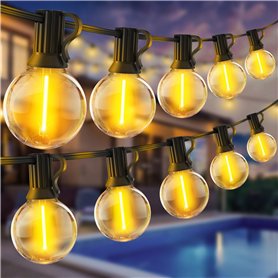 SAEIHGAE Guirlande Exterieur Lumineuse Led Guirlandes - 30M Guinguette Exterieure G40 100FT IP44 girlandes de lumières Étanche A