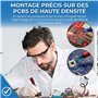 Outil d’aspiration rechargeable vacuum pickup tool pour le placement de composants CI avec 3 ventouses, 6 embouts interchangeabl