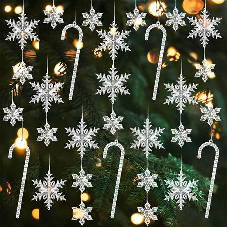 SinLaw 31 Pièces Décoration de Noël Cristal Ornements de Sapin de Noël