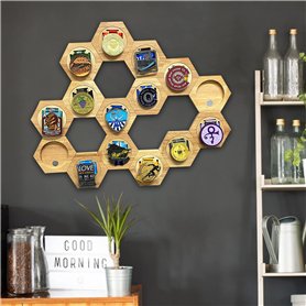 RGW Lot de 6 supports de présentation hexagonaux en bois pour médailles de sport