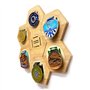 RGW Lot de 6 supports de présentation hexagonaux en bois pour médailles de sport, athlétisme, spartan, courses, course à pied, m