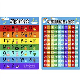 Bememo Alphabet Lettres Tableau et Chiffres 1-100 Graphique