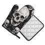 Lot de 2 gants de cuisine et maniques avec motif tête de mort - Résistants à la chaleur - Imperméables