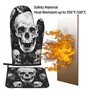 Lot de 2 gants de cuisine et maniques avec motif tête de mort - Résistants à la chaleur - Imperméables