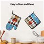 Lot de 2 maniques et maniques imprimées Bowling – Tissu résistant à la chaleur et imperméable – Idéal pour la cuisine, la pâtiss