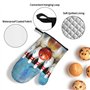 Lot de 3 maniques et maniques imprimées Bowling – Tissu résistant à la chaleur et imperméable – Idéal pour la cuisine, la pâtiss
