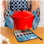 Lot de 3 maniques et maniques imprimées Bowling – Tissu résistant à la chaleur et imperméable – Idéal pour la cuisine, la pâtiss