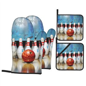 Lot de 4 maniques et maniques de bowling – Tissu résistant à la chaleur et imperméable – Idéal pour la cuisine