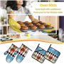 Lot de 4 maniques et maniques de bowling – Tissu résistant à la chaleur et imperméable – Idéal pour la cuisine, la pâtisserie, l