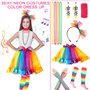 Ensemble D'accessoires pour Femmes des Années 80，23 Pcs Costumes de Fête Néon pour Filles，Costume Néon des Années 80 avec sac Ba