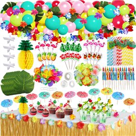 Frasheng 159 Pcs Hawaïenne Luau Table Jupe Set de Décoration