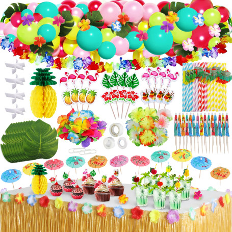 Frasheng 159 Pcs Hawaïenne Luau Table Jupe Set de Décoration