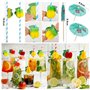 Frasheng 159 Pcs Hawaïenne Luau Table Jupe Set de Décoration,Fleurs Hawaïennes Guirlandes de Luau Bannières Cake Topper Palmier 