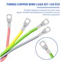 PEALOVCOM 130 PCS Cosses Electriques a Sertir Kit Cosses Electriques pour Voiture Cosses Electriques a Sertir Plate Connecteurs 