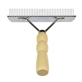 YGR Râteau/peigne de toilettage doté d’un manche en bois pour brosser les poils des gros chiens