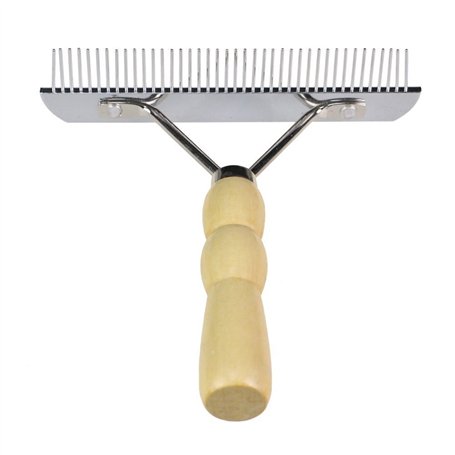 YGR Râteau/peigne de toilettage doté d’un manche en bois pour brosser les poils des gros chiens
