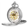 TREEWETO Montre de Poche Classique Lisse Double boîtier mécanique Steampunk Chiffres Romains Montre Gousset pour Homme et Femme
