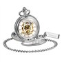 TREEWETO Montre de Poche Classique Lisse Double boîtier mécanique Steampunk Chiffres Romains Montre Gousset pour Homme et Femme 