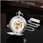 TREEWETO Montre de Poche Classique Lisse Double boîtier mécanique Steampunk Chiffres Romains Montre Gousset pour Homme et Femme 