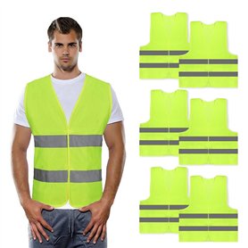 CUINIUNAID Lot de 6 gilets de sécurité pour voiture - Jaune - Réfléchissant à 360° - Lavable - Gilet de sécurité pour adultes et