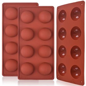 Newk Lot de 3 moules en silicone à 8 cavités en demi-sphères pour bombes de chocolat chaud