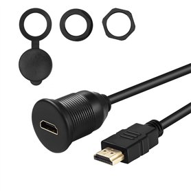 HDMI Mâle à Femelle Voiture Mont Flush Extension Câble Camion Bateau Moto Dashboard Flush Mount Avec Panneau De Montage - 1 mètr