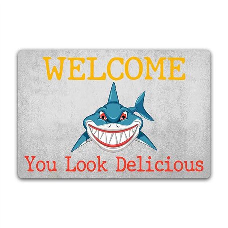 LuckyChu Tapis de sol antidérapant en caoutchouc avec inscription « Welcome You Look Delicious » - Pour intérieur ou extérieur -