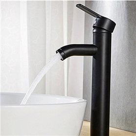 Robinet Noir Mat Cuivre Mitigeur Lavabo Salle de Bain Robinet Eau Chaud Froid Mate Bassin Robinetterie élégante et design rétro