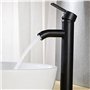 Robinet Noir Mat Cuivre Mitigeur Lavabo Salle de Bain Robinet Eau Chaud Froid Mate Bassin Robinetterie élégante et design rétro