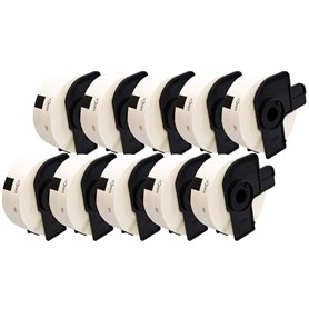 10 x DK11201 (29mm x 90mm) Papier Étiquettes (400 étiquettes par rouleau) compatible pour Brother QL-500 QL-550 QL-570 QL-700 QL
