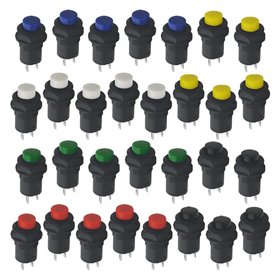 WMYCONGCONG Lot de 30 Interrupteur à bouton-poussoir à verrouillage automatique12 mm AC 250 V/1