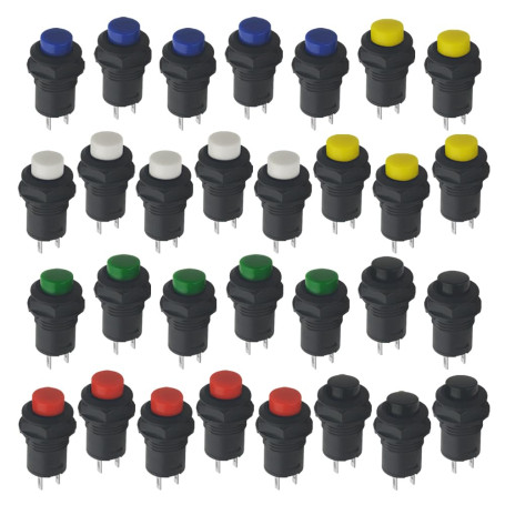 WMYCONGCONG Lot de 30 Interrupteur à bouton-poussoir à verrouillage automatique12 mm AC 250 V/1