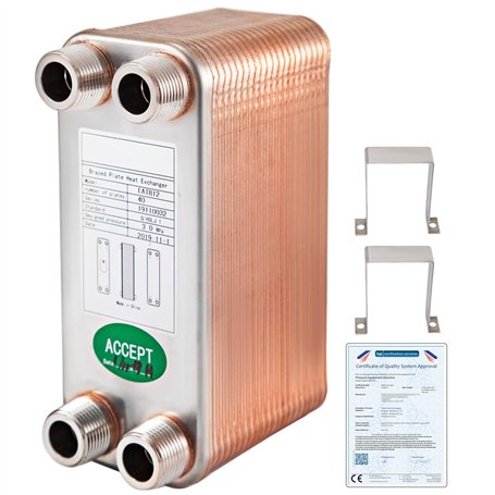 VEVOR Echangeur Thermique 1240MN34 Echangeur De Chaleur Thermique à 40 Plaques pour le refroidissement d'huile industrielle/les