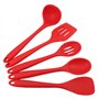 Zerodis 5 pcs/lot Rouge Ustensiles de Cuisson, antiadhésif résistant à la Chaleur en Silicone Louche à Soupe Cuillère à Riz Cuil