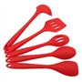 Zerodis 5 pcs/lot Rouge Ustensiles de Cuisson, antiadhésif résistant à la Chaleur en Silicone Louche à Soupe Cuillère à Riz Cuil