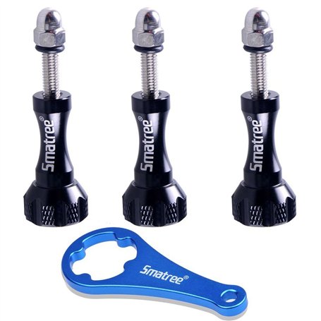 Smatree® Aluminium Vis Longue 3pcs (Noir) and Clé (Bleu) pour GoPro Session