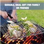 Nizirioo Panier à barbecue en acier inoxydable avec poignée amovible avec brosse de cuisson, 4 brochettes en métal et sac de ran