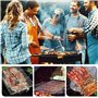 Nizirioo Panier à barbecue en acier inoxydable avec poignée amovible avec brosse de cuisson, 4 brochettes en métal et sac de ran