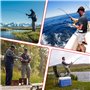 Sporgo Épuisette pliable rétractable : 130 cm - Épuisette triangulaire avec sac de rangement - Épuisette de pêche portable pour 