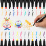 Lot de 24 feutres textiles lavables en machine – Marqueurs textiles et stylos de peinture pour tissu lavables en machine pour vê