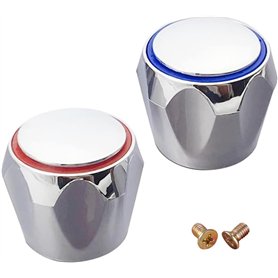 Clockjuan Lot de 2 couvre-têtes de robinet de rechange pour robinet froid et chaud de salle de bain et évier de cuisine