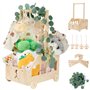 Wuciray Cadeau de Baby Shower avec Poignée Coffret Cadeau en Bois avec Roulettes Panier de Douche Bois pour Bébé Panier de Range