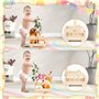 Wuciray Cadeau de Baby Shower avec Poignée Coffret Cadeau en Bois avec Roulettes Panier de Douche Bois pour Bébé Panier de Range