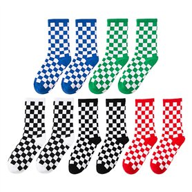 5 Paires De Chaussettes À Carreaux Pour Femmes