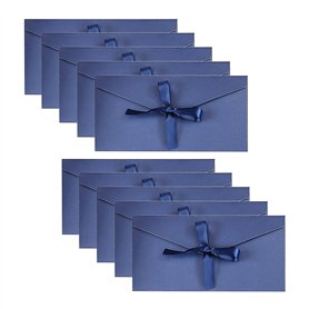 10 morceaux d'enveloppes bleu lac avec rubans