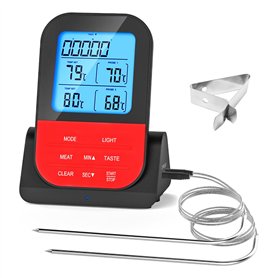 ANCLLO Thermomètre numérique à double sonde programmable sans fil étanche - Thermomètre de cuisine