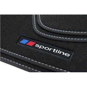 teileplus24 F656-FBA Tapis de Sol Sportline Design pour BMW Série 1 F20/ F21 2011-2019 Bordure de Bande Couture décorative