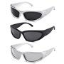 Bacxzomx 3pcs Lunette de Soleil Vintage pour Homme Femme